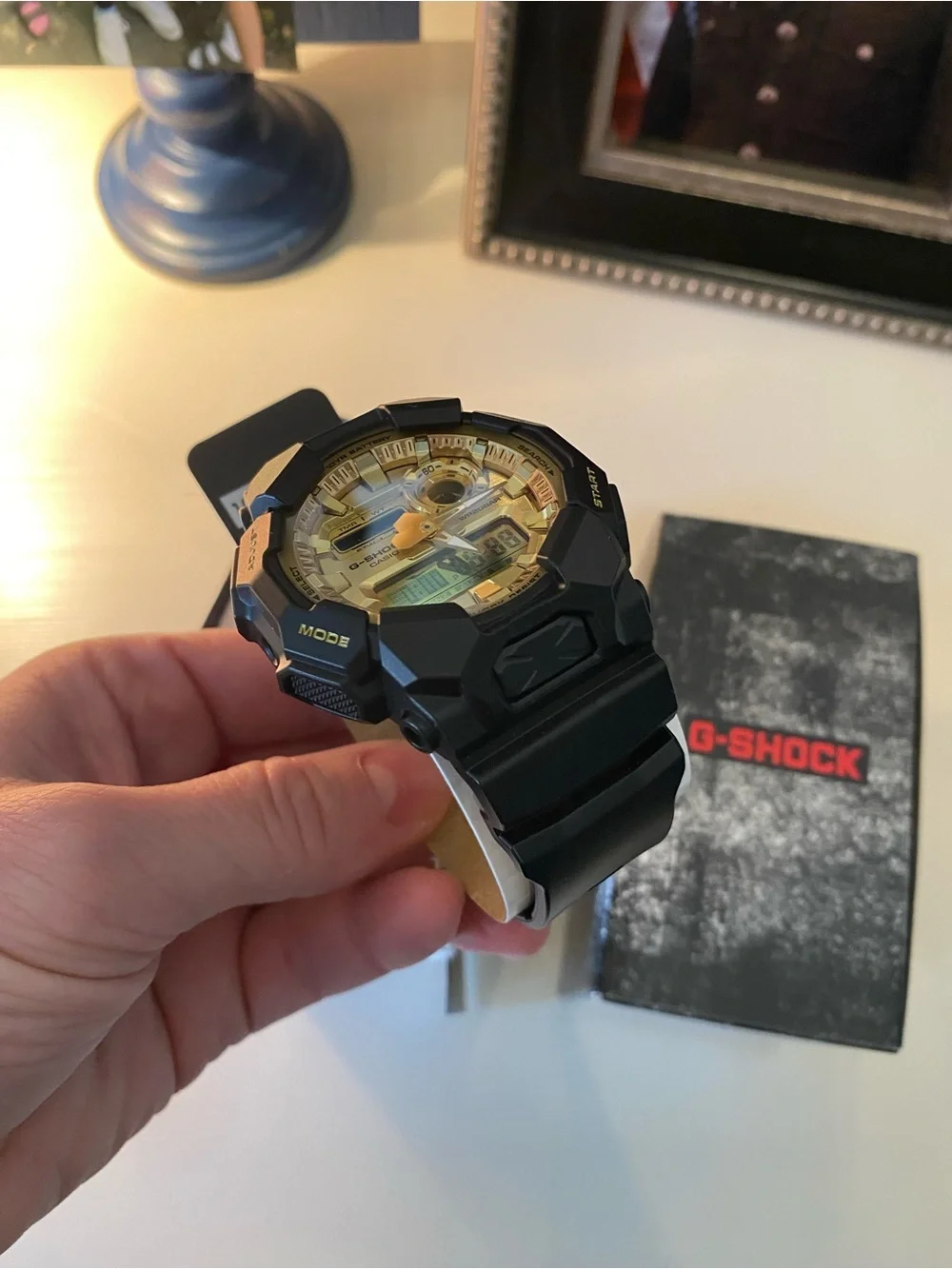 G-Shock Black Resin Watch with Gold Face